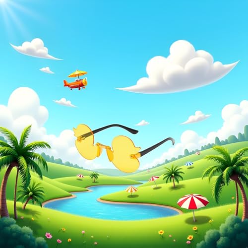 Cartoon Little Duck Personality Frameless Sunglasses Boys and Girls Copy Tide Sunshade Sunglasses Girls gifts (Yellow)4