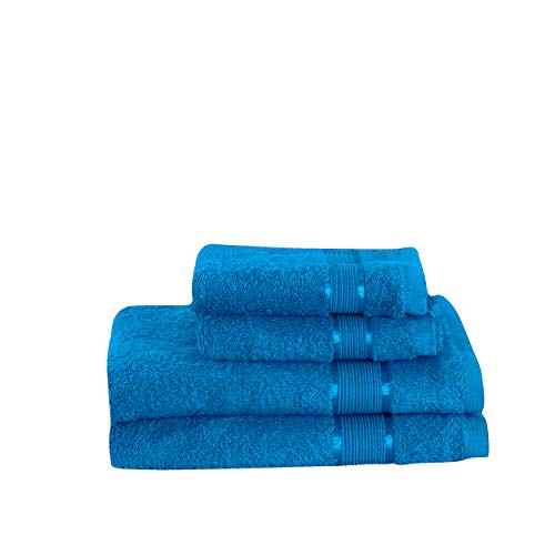 Mixibaby Lot de 4 serviettes de toilette 2 serviettes et 2 serviettes pour invités Bleu Cover