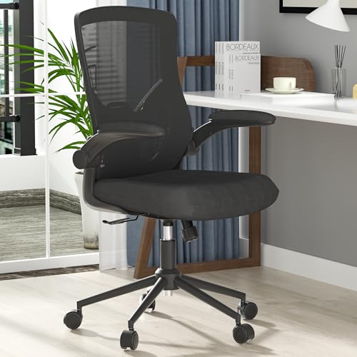 QLTPLUS Office Chair, High Back Desk Chair with Adjustable Lumbar Support, Ergonomic Mesh Computer Chair with Premium Cold-Cured Cushion, Height Liftable Swivel Chair for Home Office, All Black