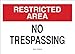 Brady 95473 Plastic Security Area Sign, 10" X 14", Legend "No Trespassing"