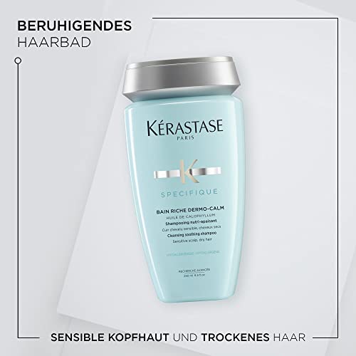 Kérastase Shampoo für empfindliche Kopfhaut und trockenes Haar, Beruhigendes und hypoallergenes Haarbad, Bain Riche Dermo-Calm, Spécifique, 250 ml