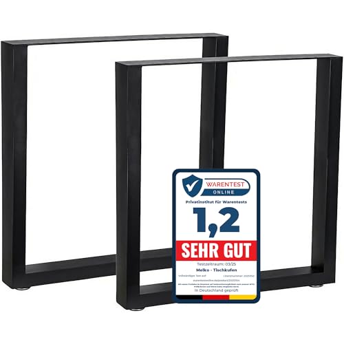 Melko 2X Tischkufen aus Vierkantprofilen 80x40 mm Tischuntergestell 60 x 72 cm Tischbeine Tiefschwarz inkl. Bodenschoner