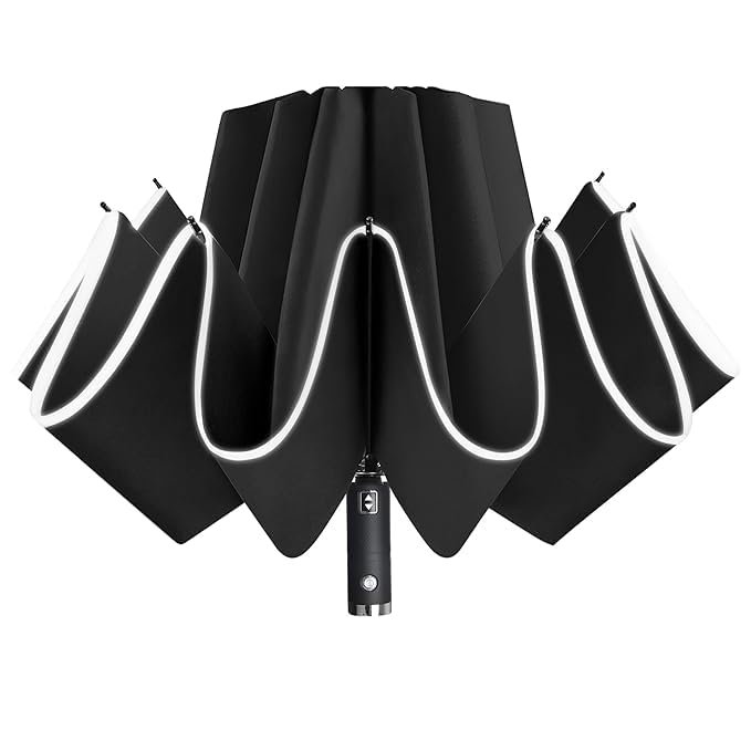 upside down reflective umbrella compact inverted travel windproof umbrella auto open close for rain folding reverse led umbrella travel umbrella men and women