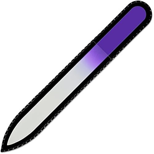 Color Crystal Nail File in Black Pouch - Czech Tempered Glass - Handmade in Czech Republic