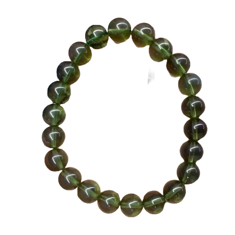 Natural Natural moldavite 8mm rondelle smooth 7inch Semi-Precious Gemstones Beaded Bracelets for Men Women Healing Crystal Stretch Beaded Bracelet Unisex