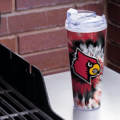 Image of Rico Industries NCAA Glitter 24oz Acrylic Glitter Tumbler with Hinged Lid, Officially Licensed Double Wall Tumbler with Straw