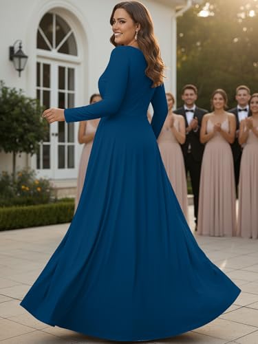 Image of KOH KOH Womens Long Sleeve Flowy Modest Elegant Evening Maxi Dress Gown