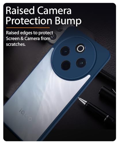 Image of WOW IMAGINE Shockproof Hybrid Back Cover for iQOO Z10 5G | Vivo T4 5G | Hard Slim fit Back Case | PC & TPU | Clear Transparent Case - Blue
