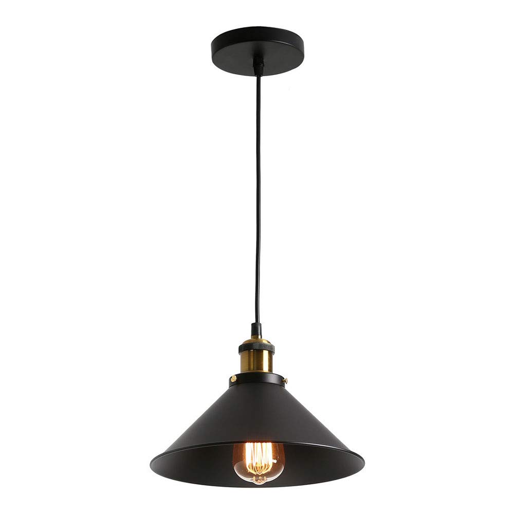 Suspension vintage industrielle 26 cm pour éclairer une table de cuisine de campagne