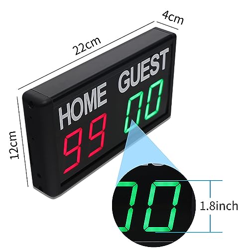 Marcador electrónico de mesa, marcador digital de 4 dígitos con control remoto, 5 niveles de ajuste de brillo, registra puntuaciones de 0 a 99, apto para shuffleboard, billar, voleibol y baloncesto miniatura 5