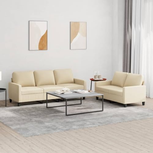 Gecheer Dviano - Juego de 2 sofás para salón, 5 plazas, de tela, color crema, juego de sofá de 2 plazas y sofá de 3 plazas para salón, sofá de 2 plazas de tela, Dviano de 3 plazas