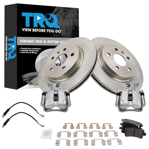 Image of TRQ Rear Brake Pad and Rotor Set Ceramic 315 mm Rotors Calipers Compatible with 2014-2015 Chevrolet Malibu 2016 Malibu Limited
