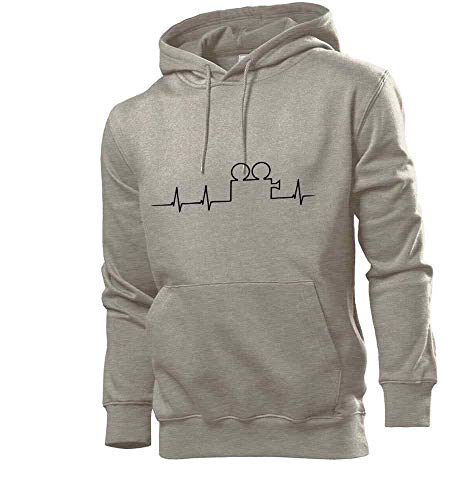 Sweat à capuche battement de coeur homme gris XL hoodie imprimé original confortable