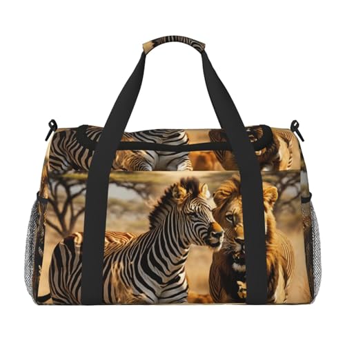 Zebra Animal Print Foldable Carry On Tote Large Capacity Hand Carry Bag for Airplane Weekend Getaways
