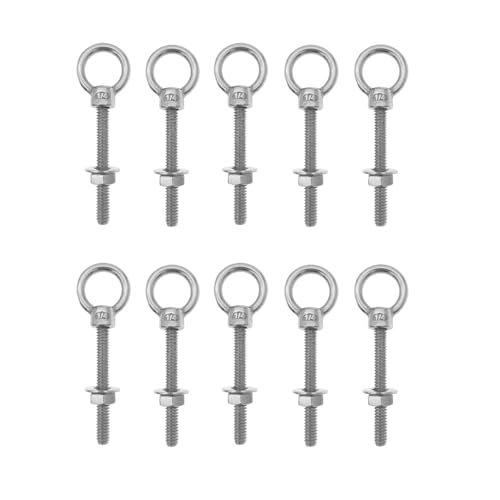 Image of Threaded Eyebolts 304 Stainless Steel Shoulder Eye Bolt Heavy Duty Anti-Corrosion and Anti-Rust Lifting Ring Eyebolts with Nuts and Washers 10pcs 1 /4 inch x 2 inch