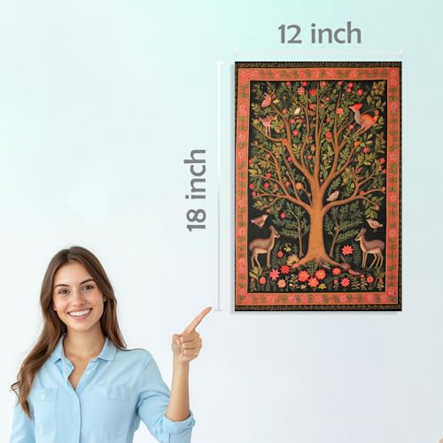Image of SiddArtify Bohemian Floral Tree of Life Art Print Set - 300GSM Board - 12x18 Inch - Pack of 6 Wall Room Decoration art Poster Prints