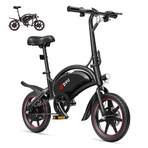 DYU D3S - Bicicleta eléctrica Plegable de 14 Pulgadas, 25 km/h, Velocidad máxima, 40 km de Alcance, Frenos de Disco, Plegable, para Adolescentes y Adultos