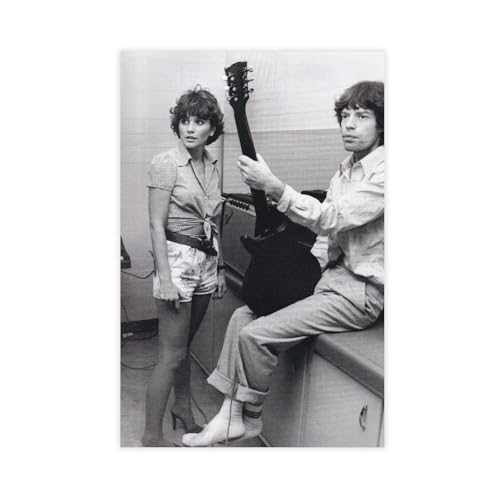 Mini poster vintage original _ Magazine Clipping – Mick Jagger (The Rolling Stones) & Linda Ronstadt, Los Angeles, 1978 – Impression sur toile pour...