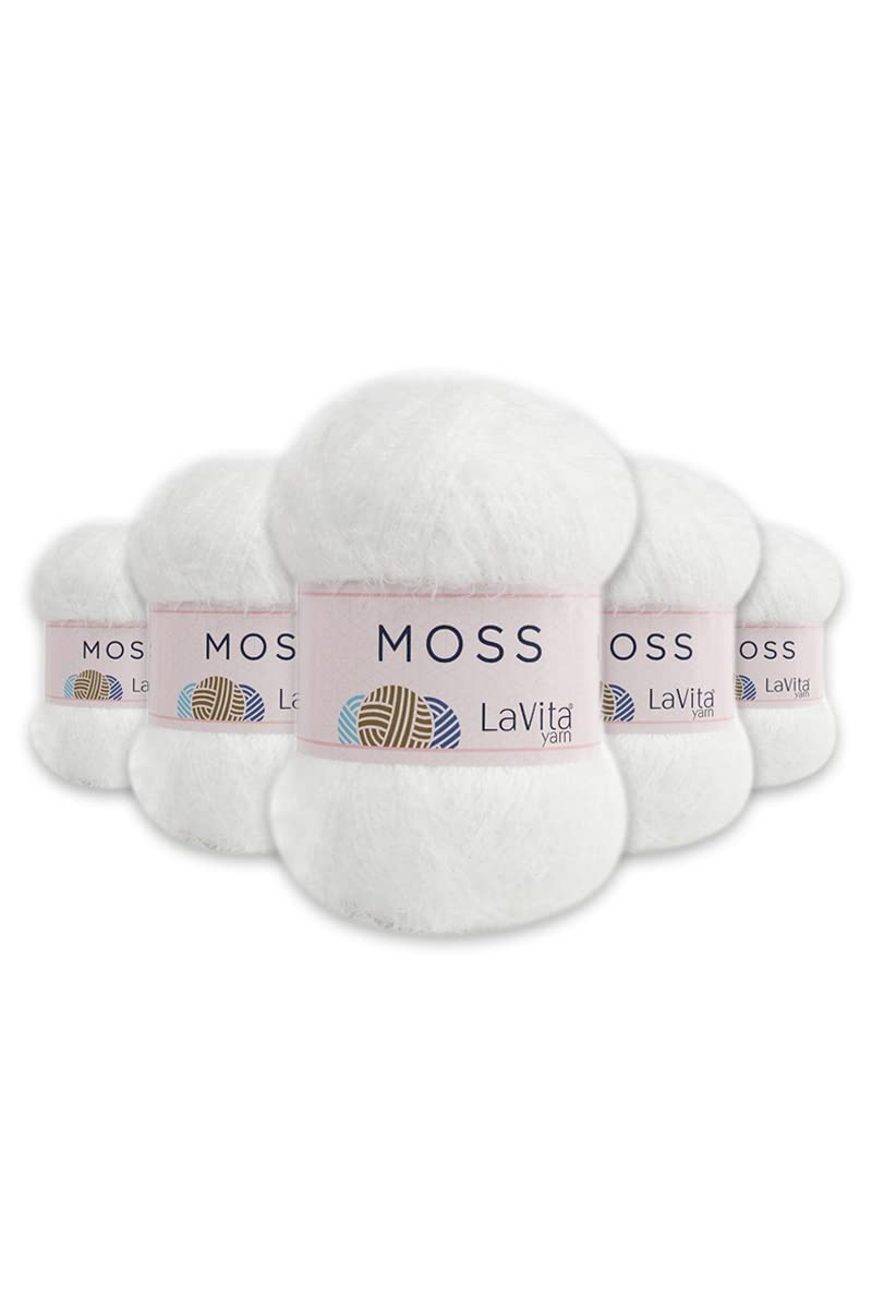 LaVita Yarn Moss Super Soft Crochet Hand Knitting Yarn, 5-Pieces Pack,%60 Polyamid,%40 Premium Acrylic, 1 Ball 100 gr, 245 mt Taka Yarn (9501-Optik)