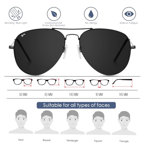Image of GYNK Men's Aviator Sunglasses | Toughened Glass Lens | UV400 Protection | Lightweight Metal Frame Pilot Sunglasses for Driving, Travel, Outdoor Activities & Daily Wear