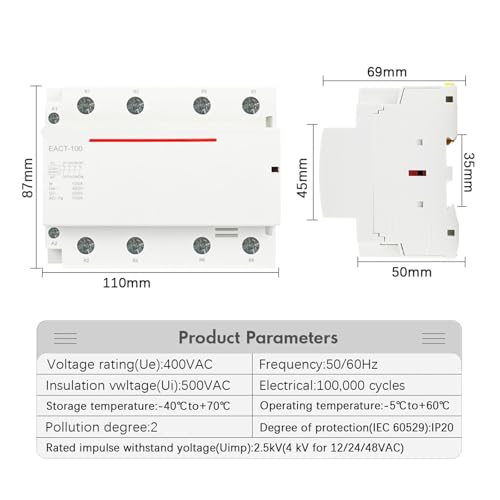 Contacteur modulaire rail DIN 100A haute capacite pour commande de puissance electrique