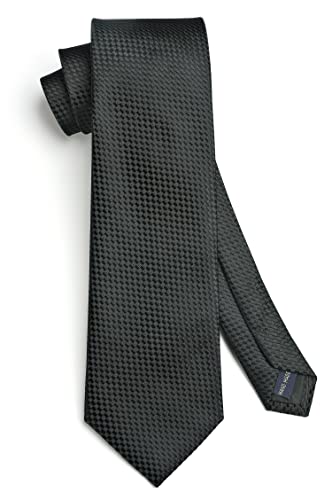 Image of HISDERN Ties for Men Solid Houndstooth Neckties Handkerchief Formal Business Tie & Pocket Square Set Wedding Party