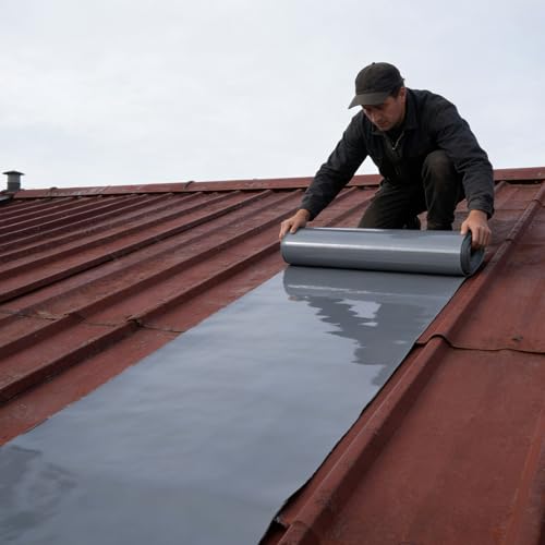 Waterproof Dachpappe, 10x1 m Ausbau unterspannbahn, 10 m² dachfolie selbstklebend, dachfolie wasserdicht UV beständig, für Metall-Dachpaneele, Haus- und Verandadachschindeln, Grau
