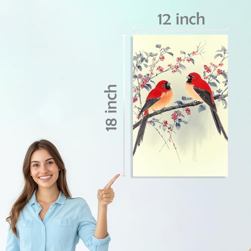 Image of SiddArtify Bird Wall Art Poster Print Set - Watercolor Bird and Blossom Prints for Living Room Bedroom Decor - 12x18 inch Board Pack of 6