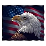 Dawhud Direct Bald Eagle Fleece Throw Blanket, 50' x 60', Vibrant Eagle Print, Polyester, Unisex, Machine Washable, Winter, Modern, Durable, Perfect for Home or Outdoor Use