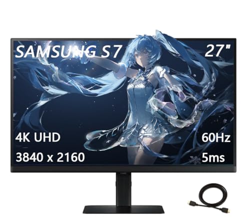 Image of Samsung 27 inch ViewFinity S7 Series 4K UHD Computer Monitor, Advanced Eye Care, Easy Setup Stand, Multiple Ports, High Resolution, 60Hz, 5ms, Black, with HDMI Cable