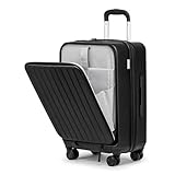 KYME 22-Inch Hardside Suitcase - Small Luggage, 100% PC Hard Shell with Laptop Compartment, TSA Lock, Double Wheels for Men & Women, Black