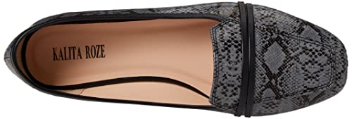 Image of Women Printed Diva Loafer Flats in a Snakeskin Printed Faux Leather Grey 9