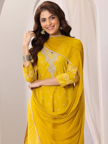 Image of Libas Printed Cotton Straight Kurta With Trouser and Dupatta