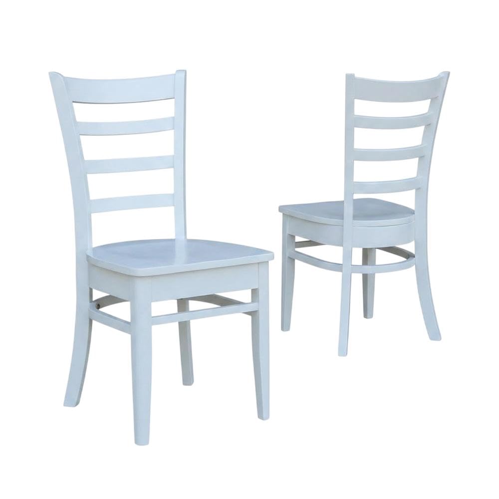 Solid Wood Side Chair with Classic Leg Design by Furnifact – Wood, White, Pack of 2