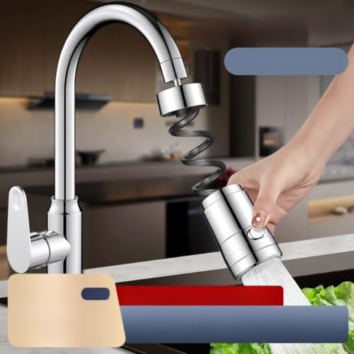 Extensor de grifo giratorio baño con boquilla doble función plateado D 4