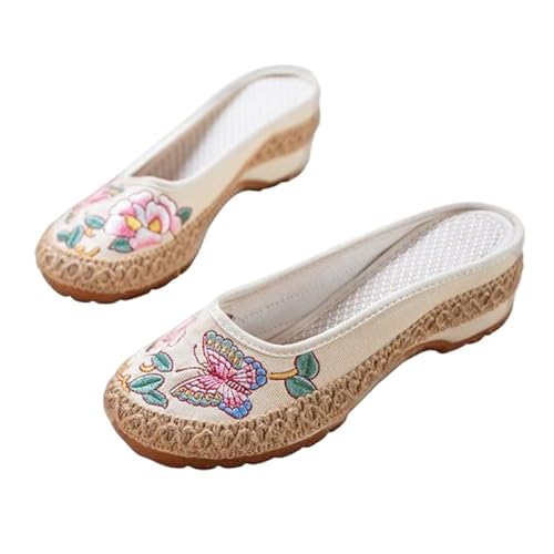 Mules en lin anti-transpiration chaussons bout fermé femme