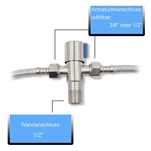 TYMYW Eckventil Edelstahl 1/2 Zoll - Rot/Blau Für Küche & Bad Mit Keramikventilkern