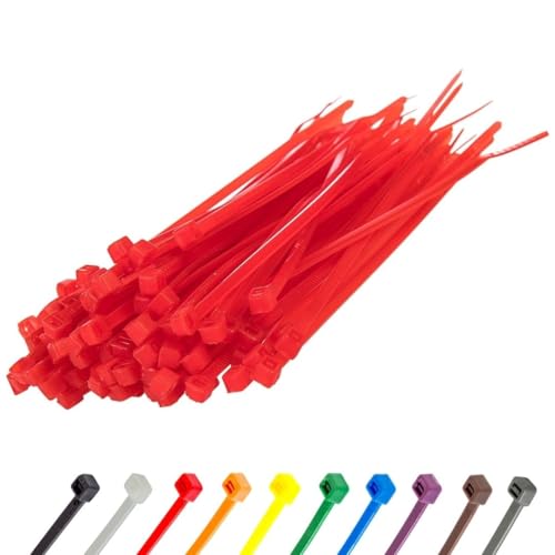 Image of GTSE 6 inch Red Zip Ties, 100 Pack, 40lb Strength, UV Resistant Strong Nylon Cable Ties, Self-Locking 6 Inch Tie Wraps