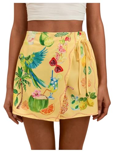 Image of SweatyRocks Women's Boho Mini Skirts Floral Shorts Tie Side Wrap Skorts