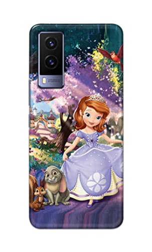 Image of PRINTFIDAA Cartoon Little Girl with Crown and Pet Animals Printed Designer Hard Case for Vivo V21e 5G Back Cover -(e) RPM1008