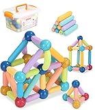 ZOESCI Juego de 72 Bloques magnéticos,Bloques de construcción magnéticos,Juguetes magnéticos 3D,varitas magnéticas y Bolas magnéticas para niños a Partir de 3 años.