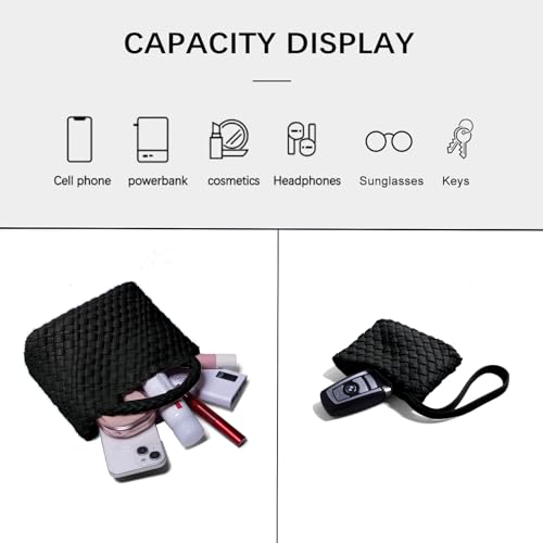 Image of Woven Tote Bag for Women with Coin Purse, Foldable Chain Small Crossbody Handbags, Fashion Shoulder Bag, Hobo Satchel