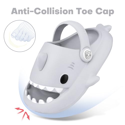 Image of Kids Shark Cloud Slides | Boys Girls Slip On Sandals | Toddler Beach Slippers | Youth Fish Flip Flops Pool Shower Shoes