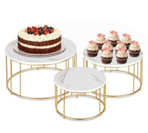 JUJOYBD 3er Set Tortenständer Rund, Gold Etagere 3 Etagen Kuchenständer,...