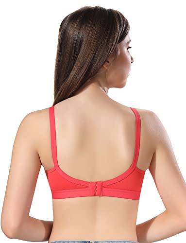 Image of Fabme Women's Cotton Seamless Non-Padded Non-Wired Bra, Cross Belt, Heavy Support, Double Layer Cups, Broad Elastic Bra