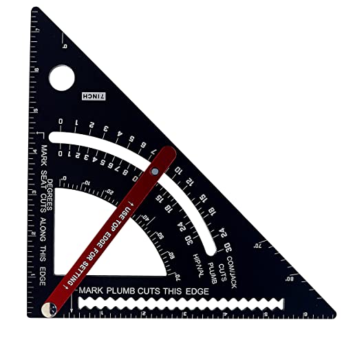 Techson Herramienta cuadrada de carpinteros de 7 pulgadas, regla de guía de metal triangular ajustable, juego de herramientas de carpintería para carpintería, techadores, constructores Cover
