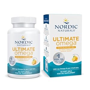 Nordic Naturals Ultimate Omega in Fish Gelatin, Lemon Flavor – 60 Soft Gels – 1280 mg Omega-3 – High-Potency Fish Oil Supplement – EPA & DHA – Promotes Brain & Heart Health – Non-GMO – 30 Servings