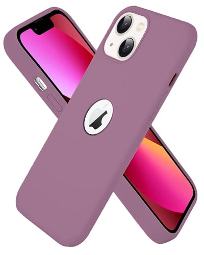 Image of Elzzi Microfiber Logo Cut Cover Compatible for iPhone 13 Case Liquid Silicone Covers Shockproof Back Cover with High Raised Camera Lips - Lilac
