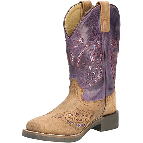 Smoky Mountain Boots Girls' Trixi Western Boot, Little Kid, Brown Distress/Purple, Medium, Size 2 US3