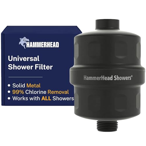 HammerHead Showers® Solid Metal Shower Head Filter – KDF 55 Shower Filter, High Pressure Universal Shower Filters to Remove Toxic Chemicals – Removes Chlorine and Heavy Metals – Matte Black